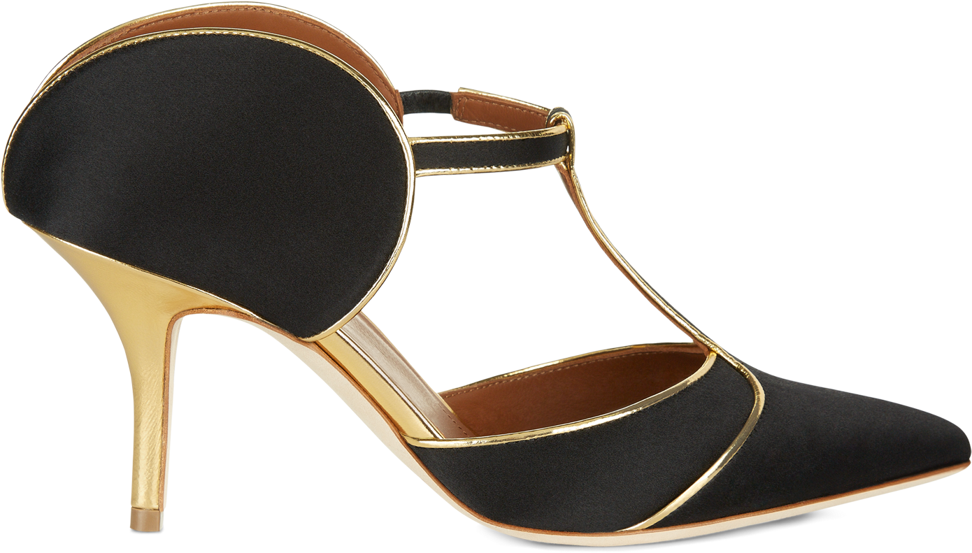 Black Satin Gold Mirror Nappa - Basic Pump (1600x1600), Png Download