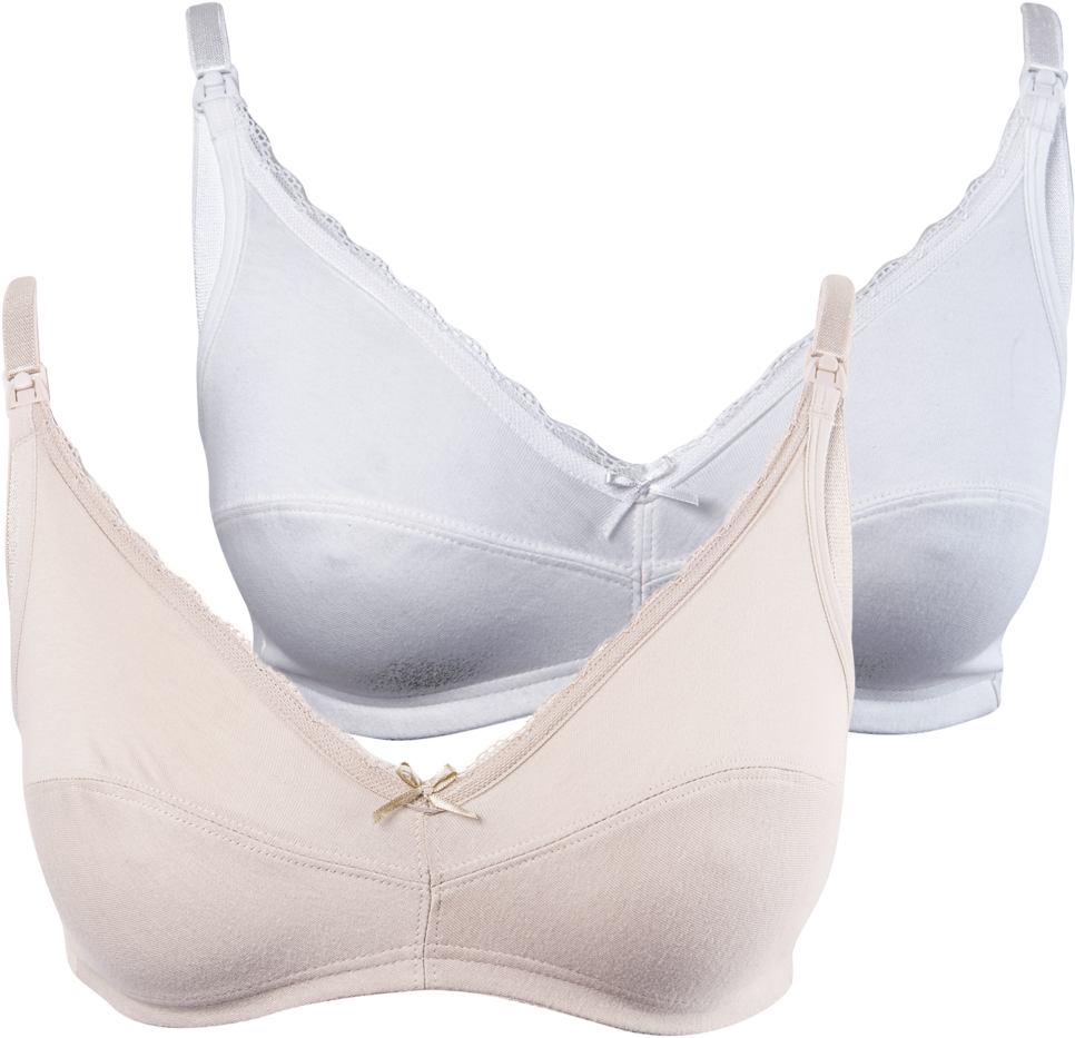 2 Pack Cotton Lace Trim Feeding Bra - Ballet Flat (1024x1024), Png Download
