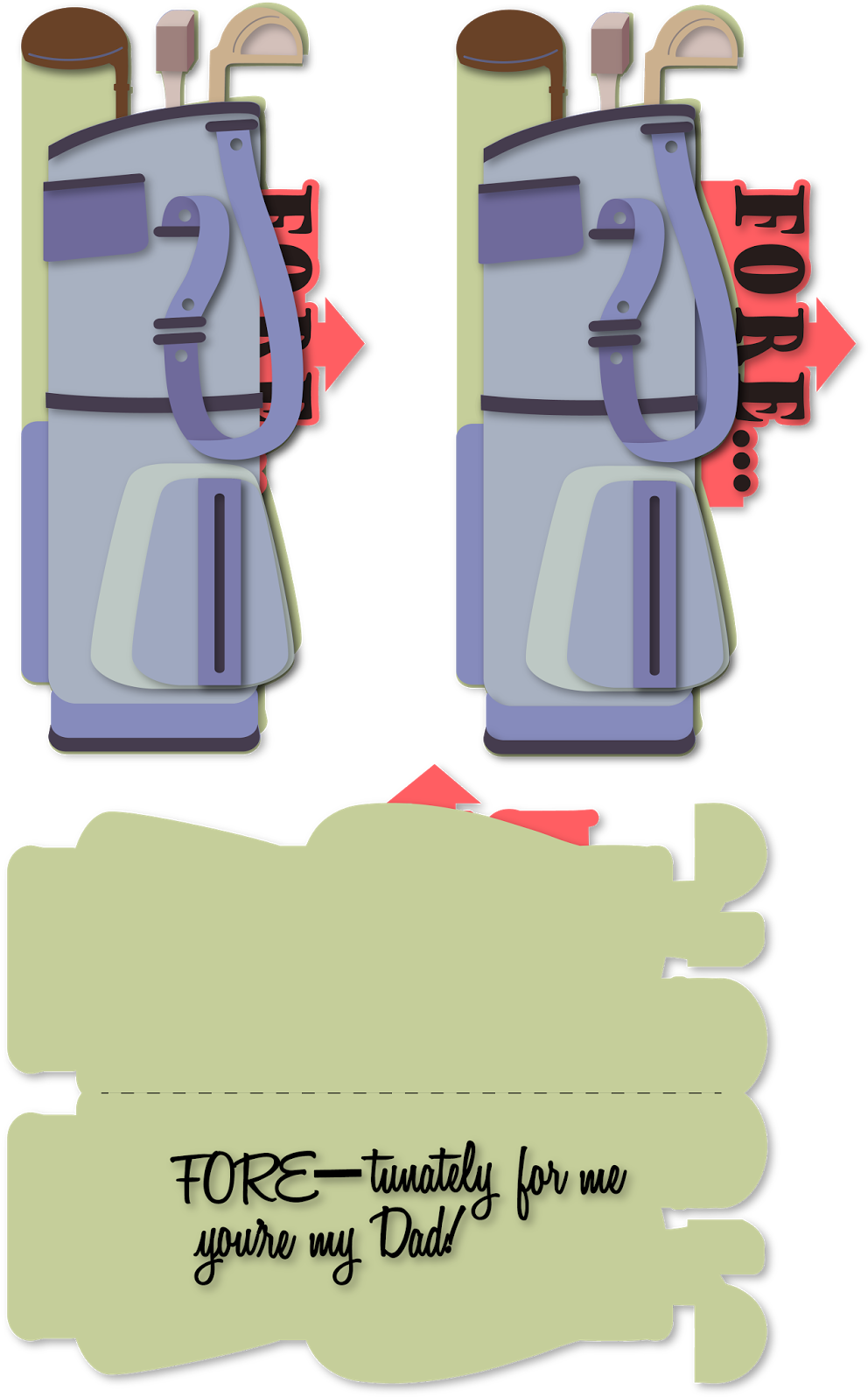 Father's Day Golf Bag Slider Tab Assembly Tutorial - Art (998x1600), Png Download