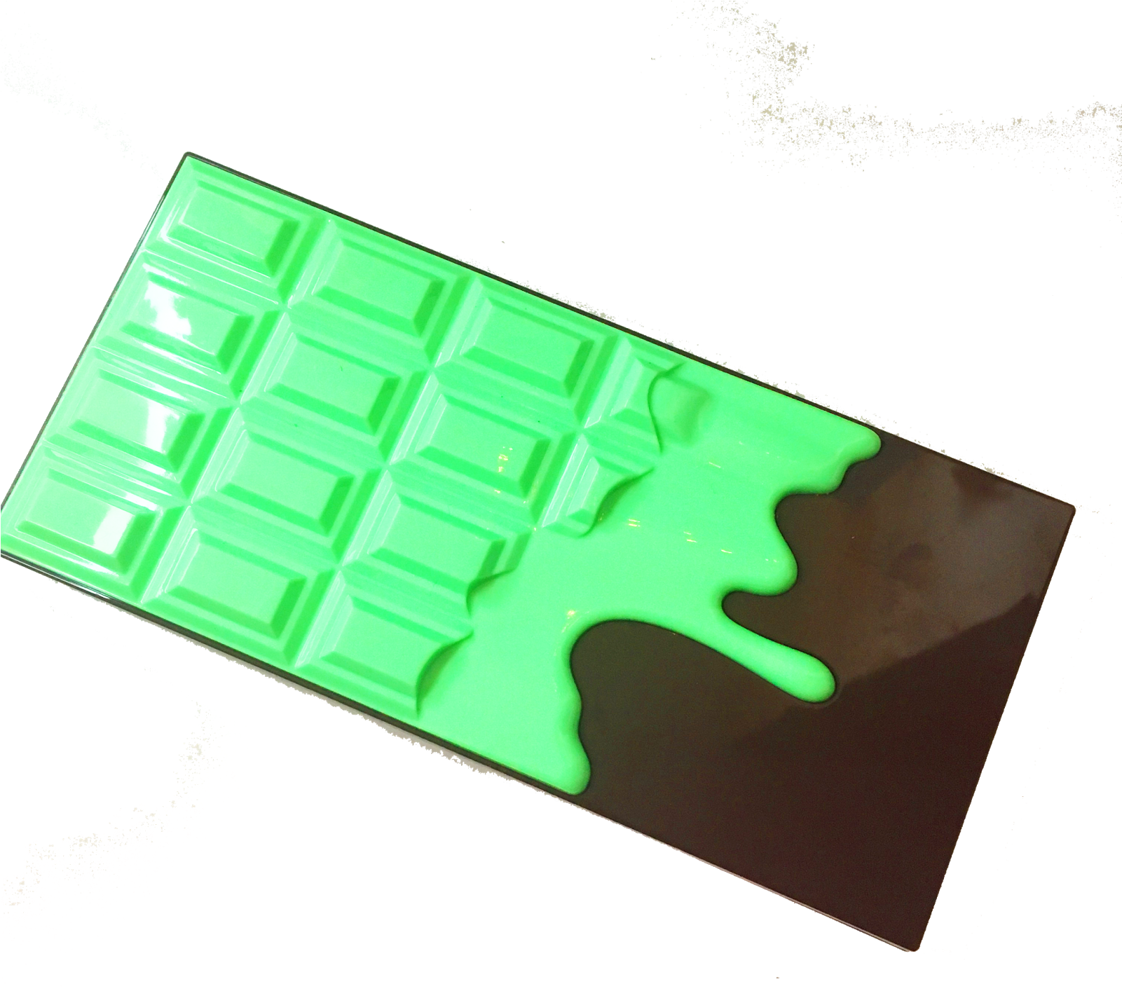 A Luminous Green Dripping Chocolate Design On A Brown - Graphic Design (1600x1600), Png Download