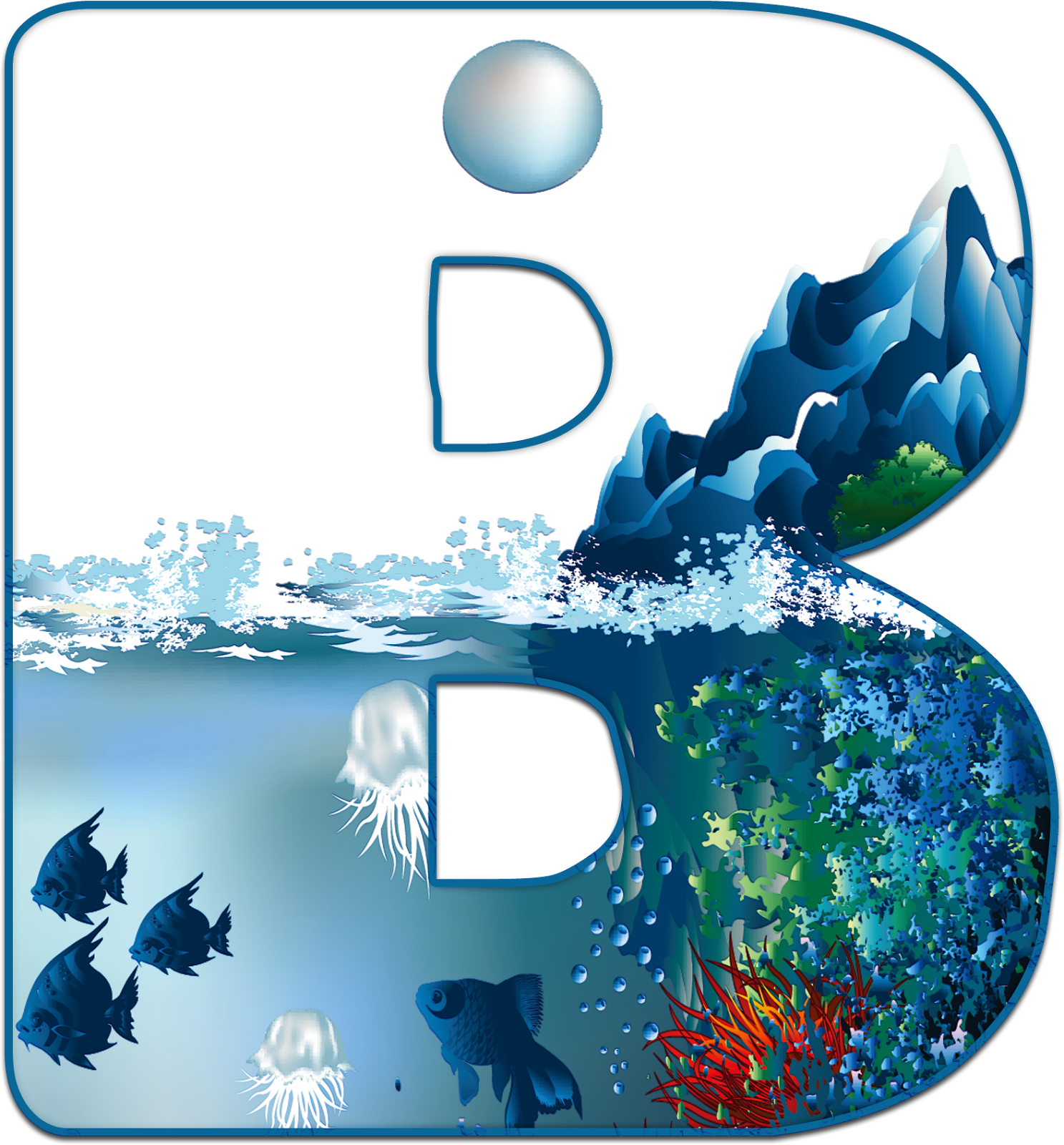 Alfabeto Mar Png - Under Water Graphics (1487x1600), Png Download
