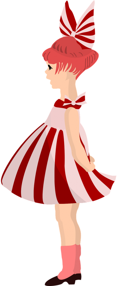 Ribbon,girl,red Ribbon, - Illustration (500x1000), Png Download