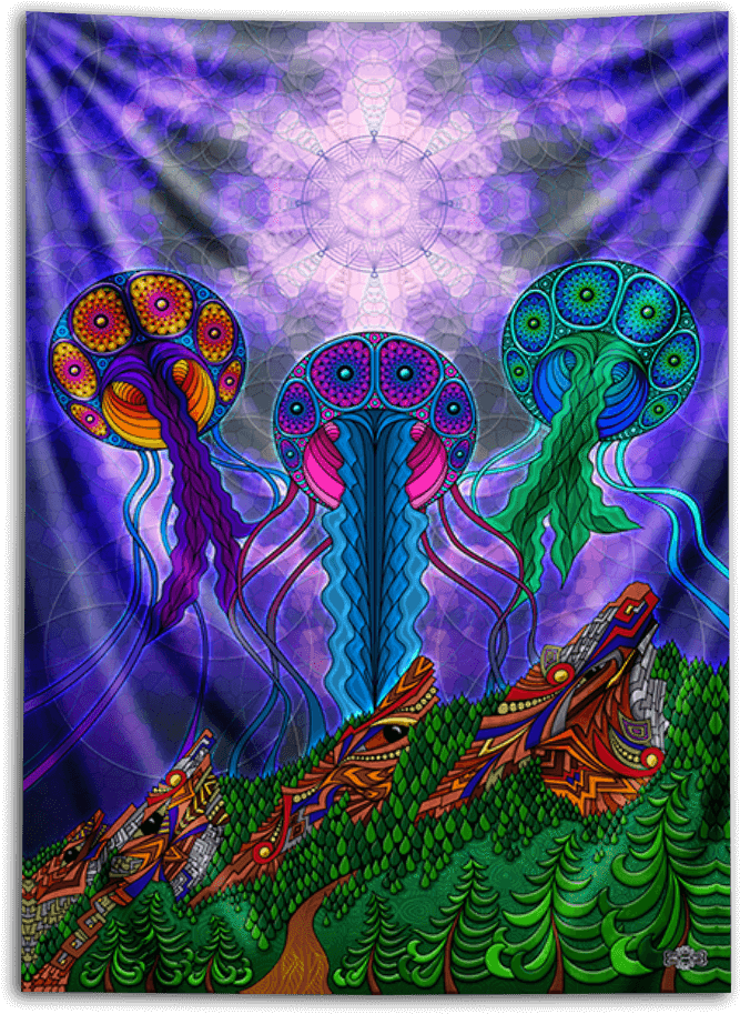 Jellyfish Nimbus Tapestry - Motif (1024x1024), Png Download