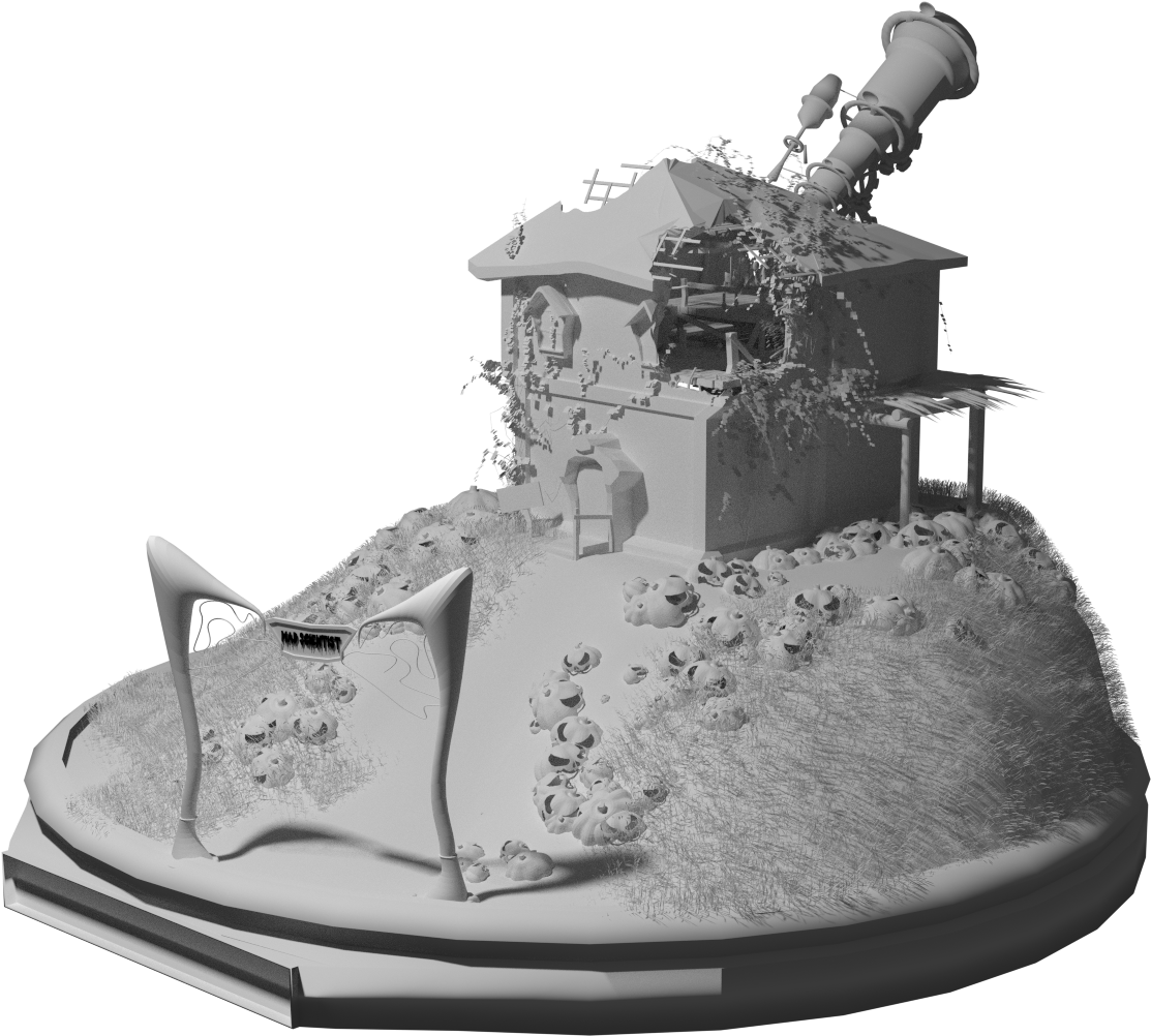 Mad Scientist House No Textures 3d Model Blend - Mad Scientist House (1920x1080), Png Download