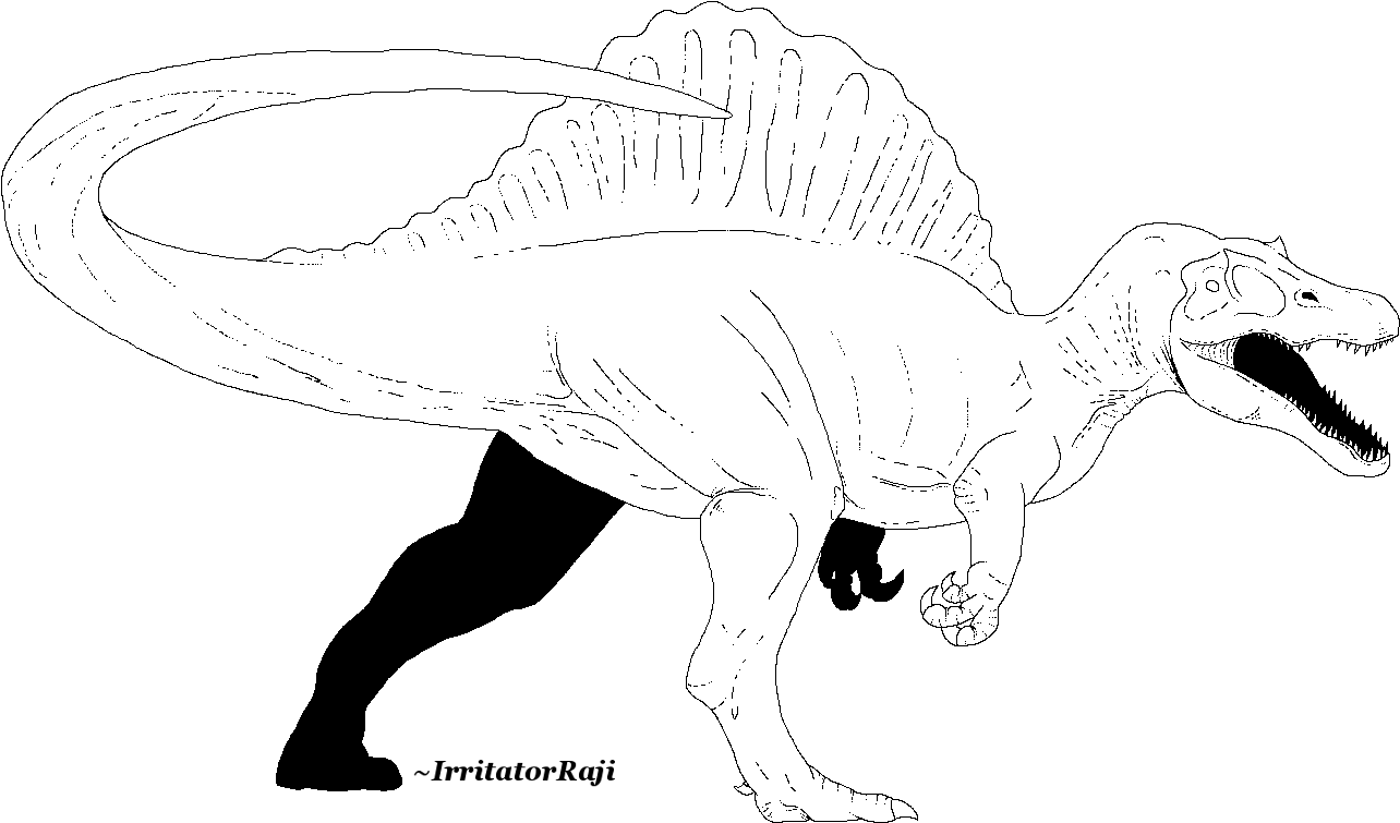 Banner Library Download Jp Spinosaurus Line Art Free - Sketch (1504x800), Png Download