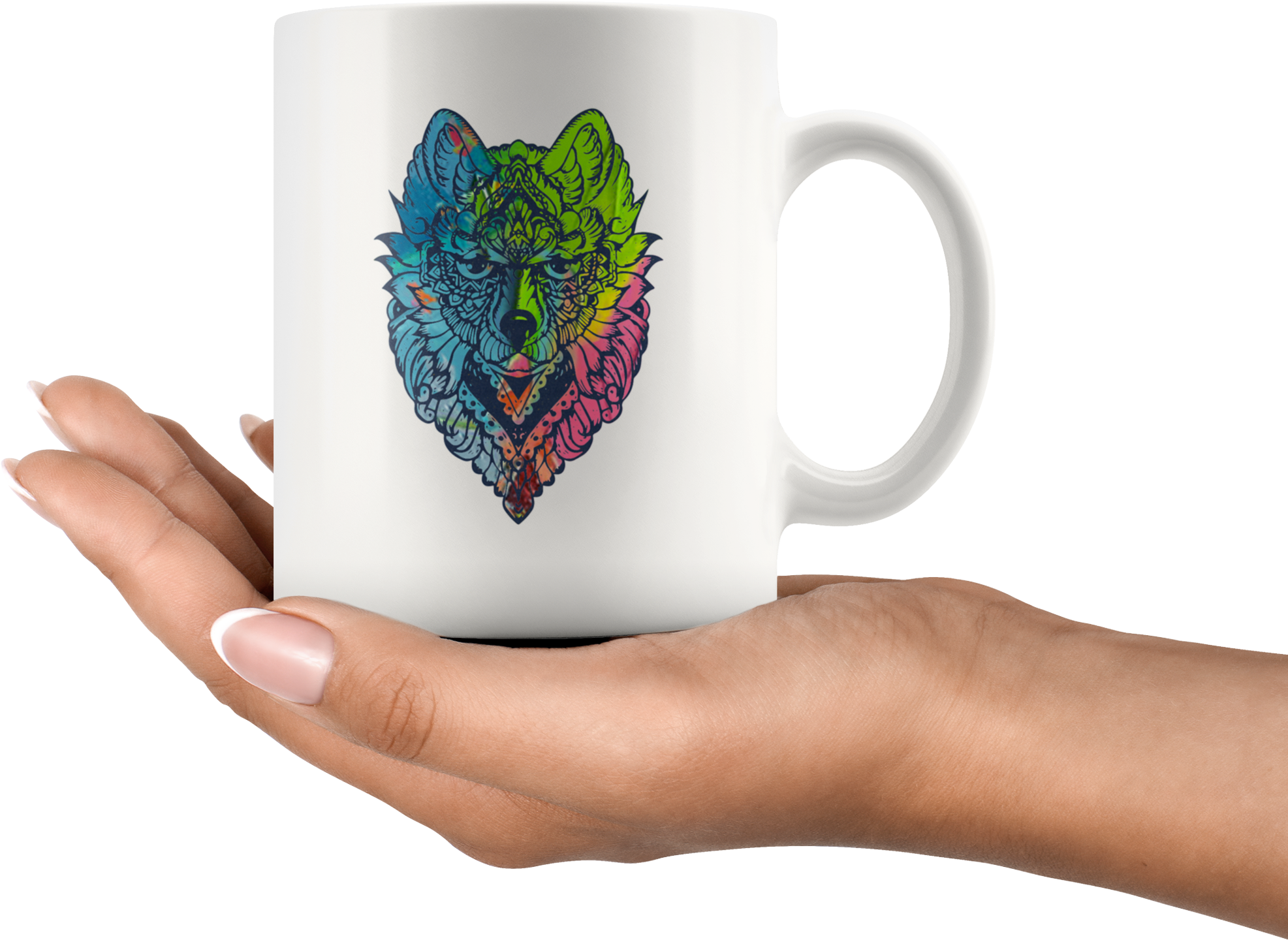 Tribal Wolf Head Mug - Mug (2000x2000), Png Download