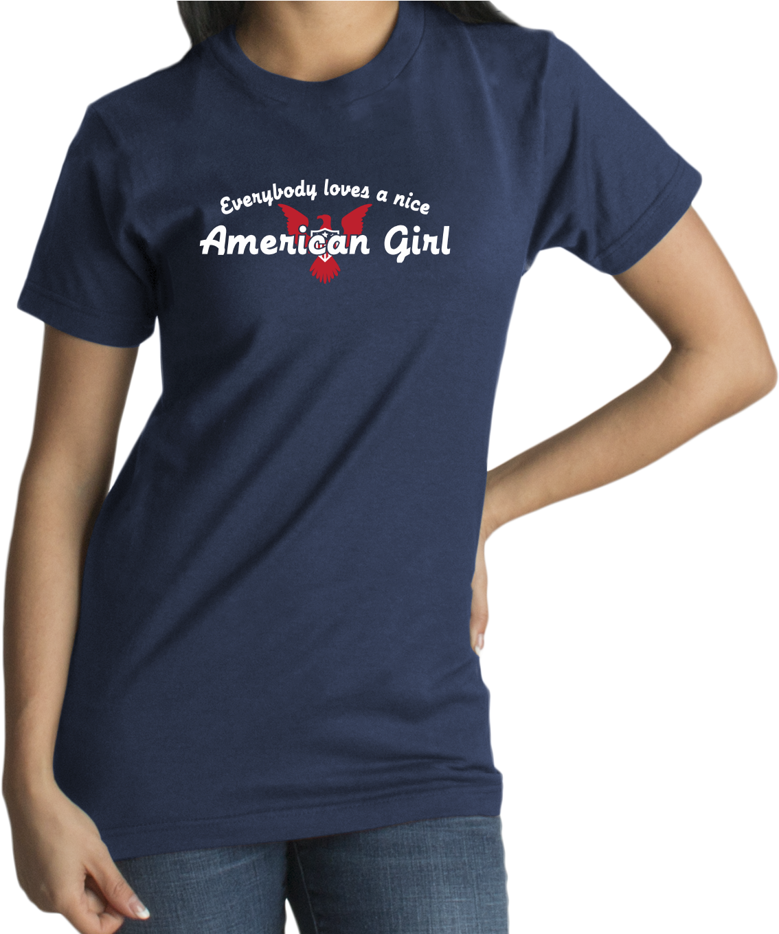 Standard Navy Everybody Loves A Nice American Girl - Active Shirt (1178x1358), Png Download