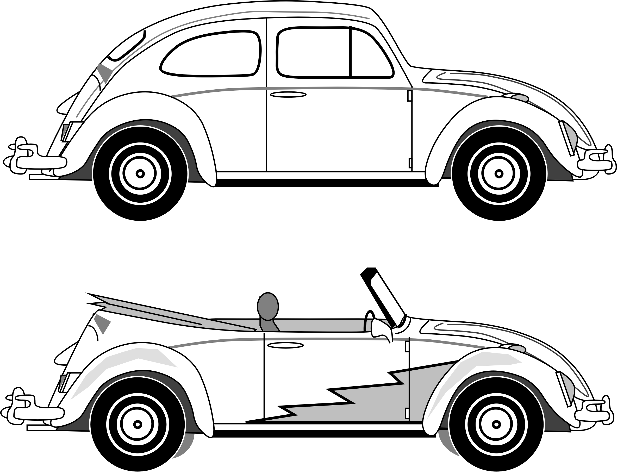 Volkswagen Clipart Outline Car - Vw Beetle Clipart (2369x1816), Png Download