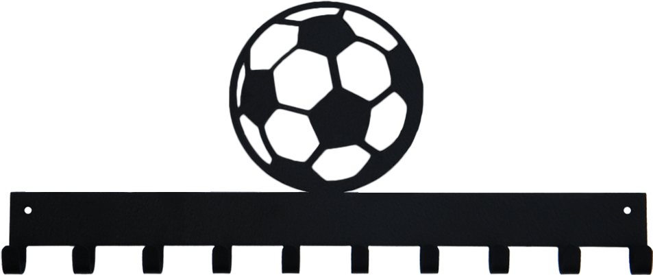 Soccer Ball Black 10 Hook Medal Display Hanger For - Soccer Ball (1000x400), Png Download