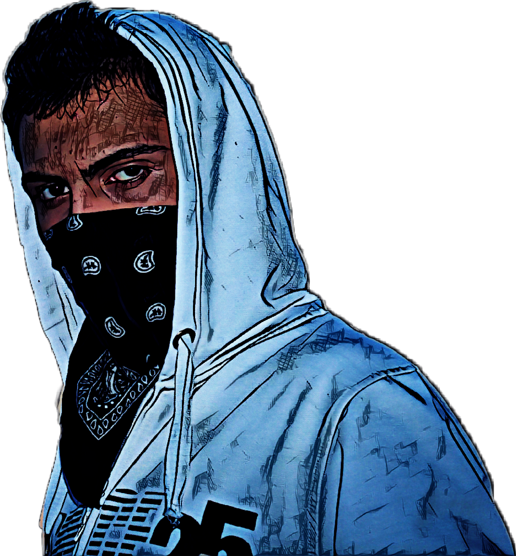 Mask Cool Gangster Sticker By William English - Visual Arts (1024x1103), Png Download