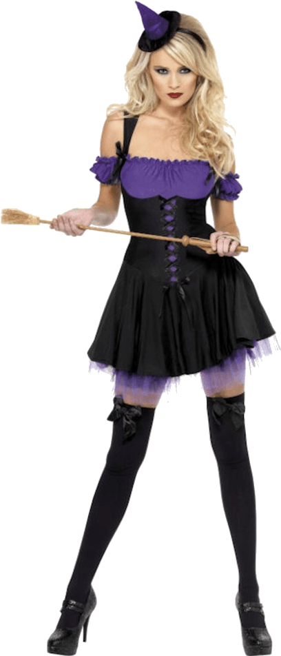 Purple Witch Halloween Costume (600x951), Png Download