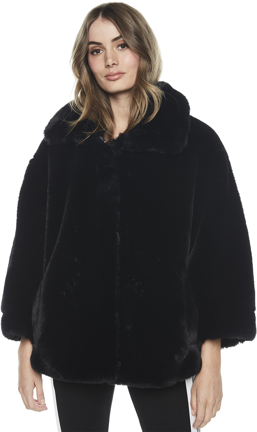 Faux Fur Jacket In Colour Caviar - Girl (1000x1500), Png Download