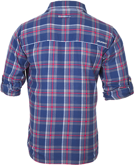 Wildcraft Men Men Flannel Shirt Blue Red - Plaid (490x735), Png Download