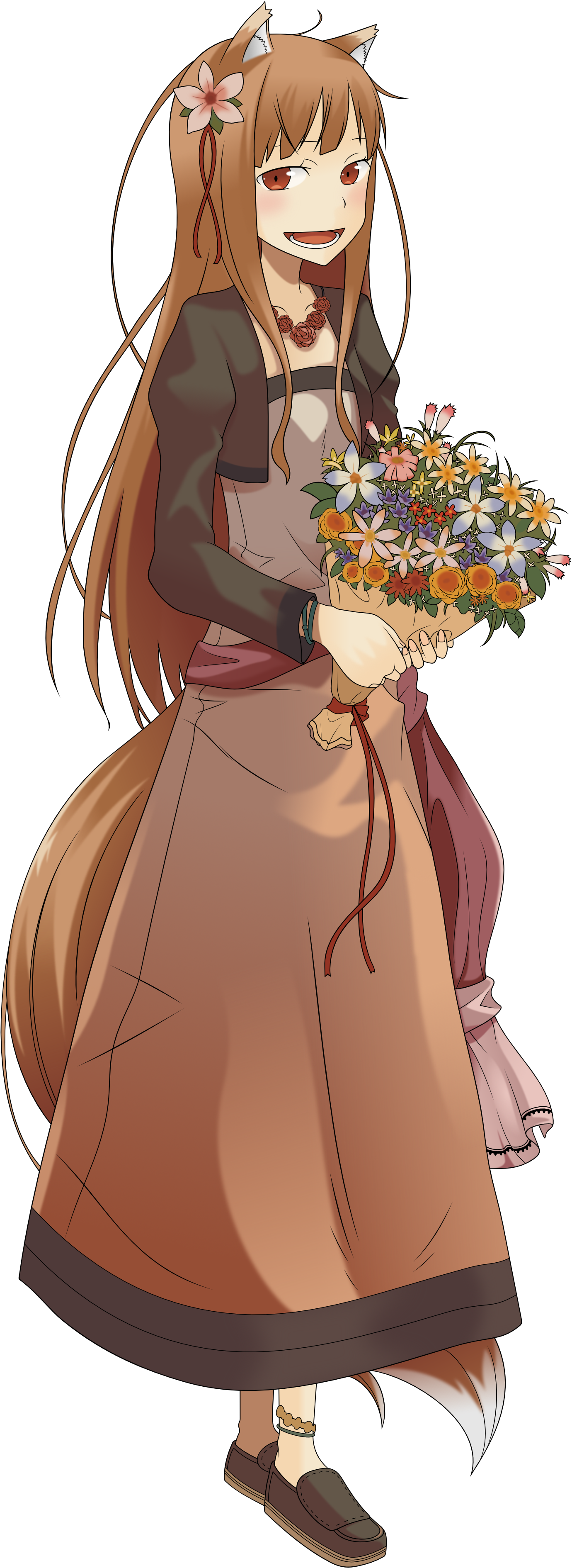 View Blowjob , - Holo Spice Wolf Outfit (2000x4055), Png Download