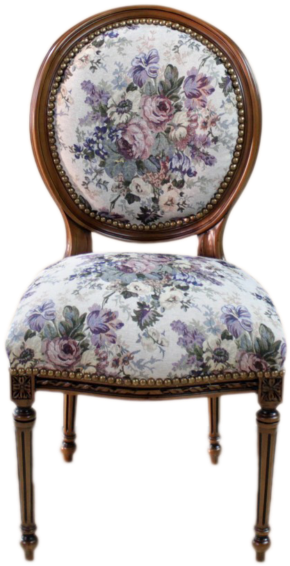 Dining Chair Louis Brown Frame, Vintage Flowers Fabric - Chair (570x570), Png Download