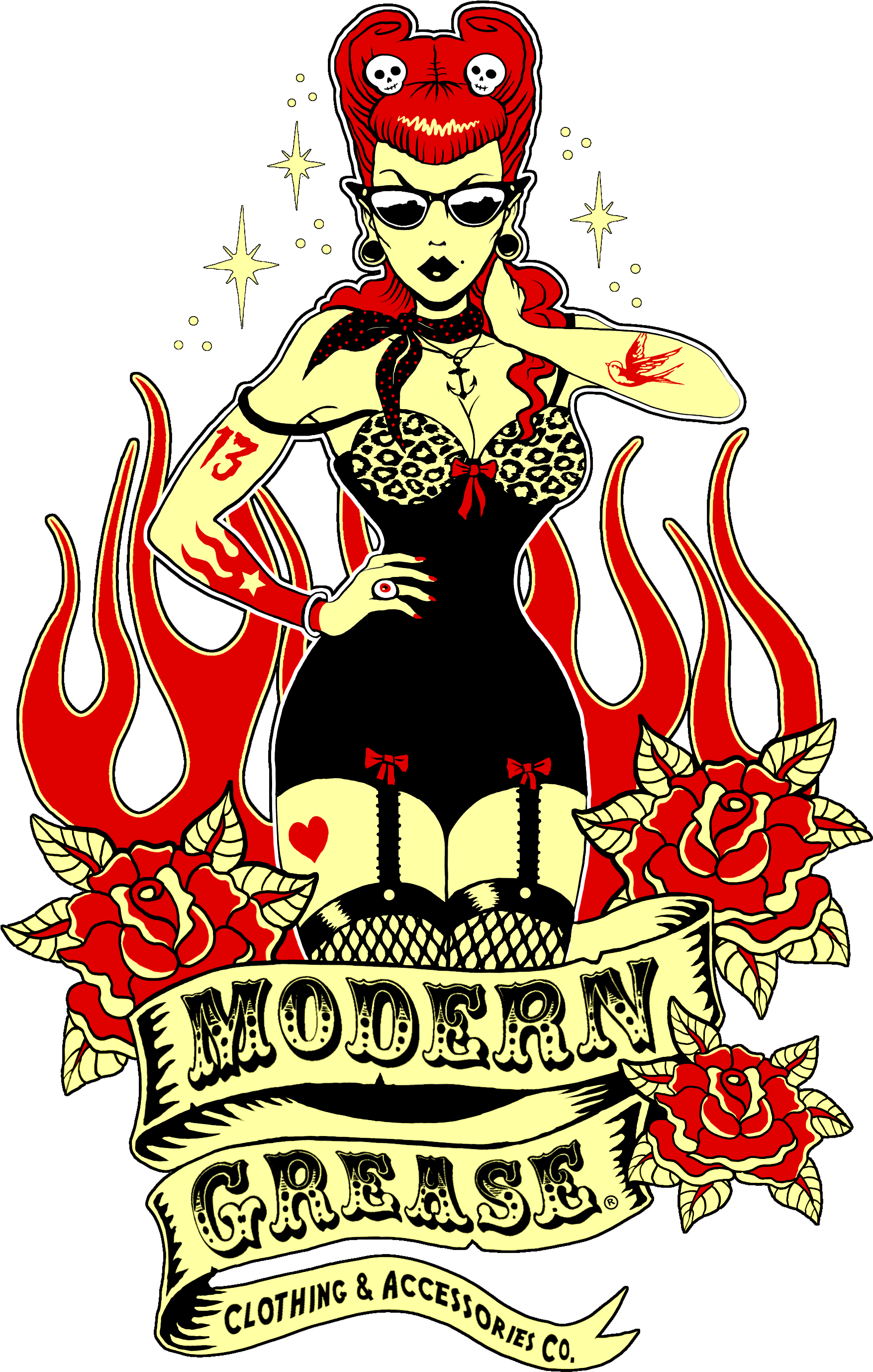 Modern Grease Clothing And Accessories Company Logo - Logo Rockabilly (1887x2902), Png Download