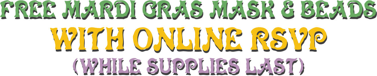 Free Mardi Gras Mask With Online Rsvp While Supplies - Calligraphy (1459x358), Png Download