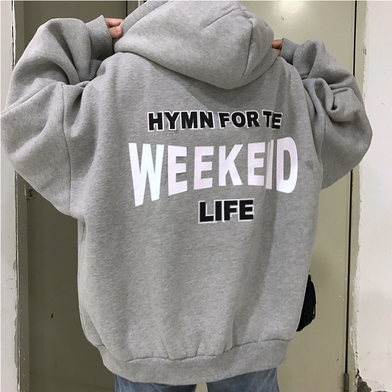Hooded Sweatshirt Girl 2018 Long Sleeves Korean Style - Áo Hoodie Weekend (800x1200), Png Download