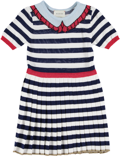 Picture Of Stripes & Pleats Knitted Dress Navy & Ivory - Hazel Atlas Candy Stripe Tea Cup (600x600), Png Download