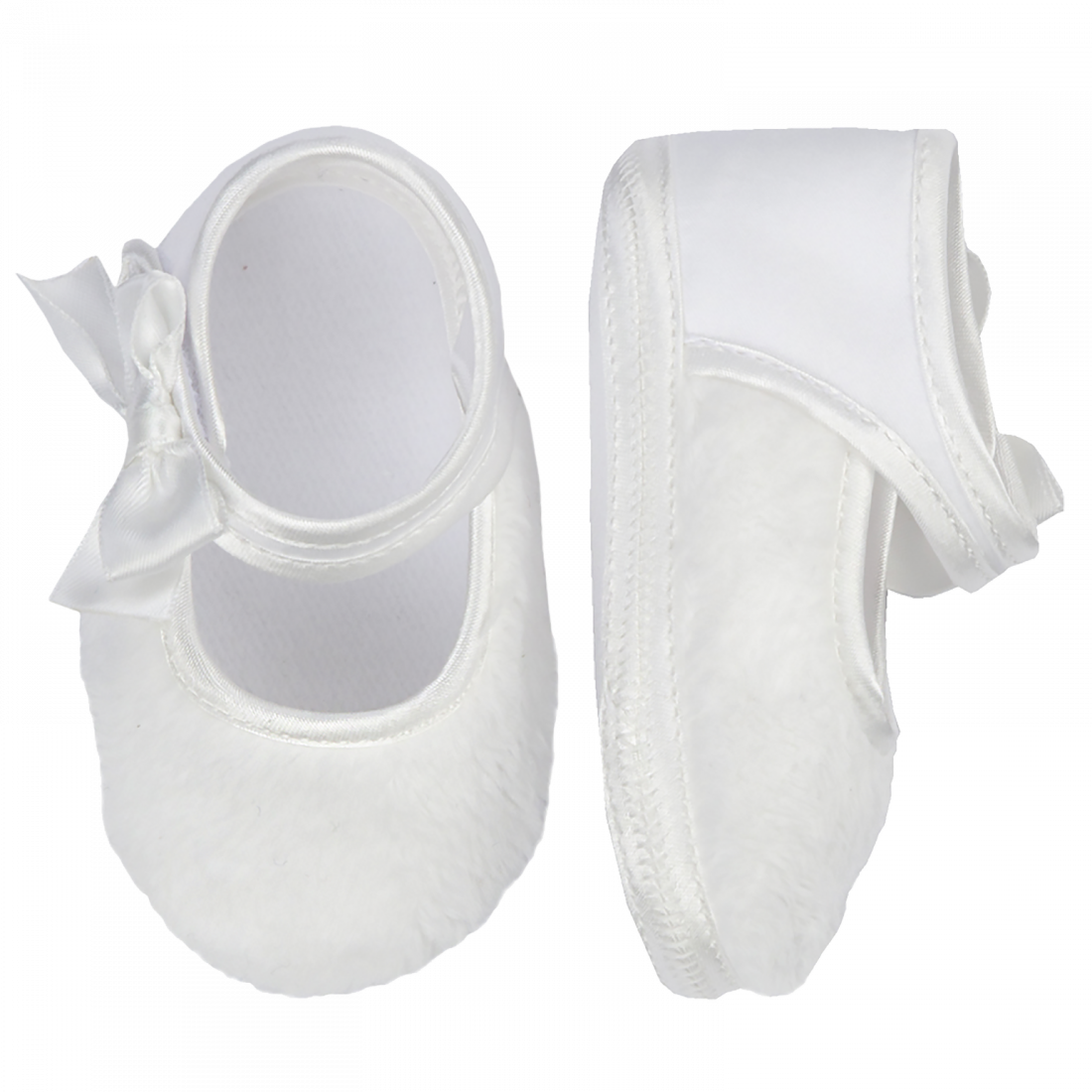 Cream Ballet Shoes In Fleece With Bow - Sock (1100x1100), Png Download