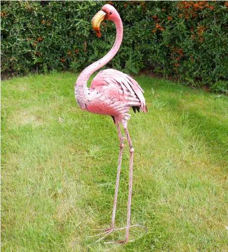 Tall Pink Flamingo Sculpture - Flamenco Metal Decoracion (688x517), Png Download