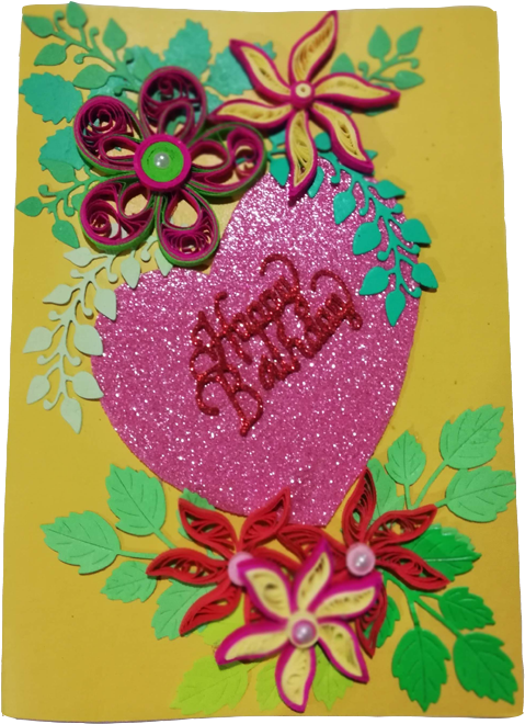 Greeting Card Rose Heart With Yellow Background - Greeting Card (600x800), Png Download