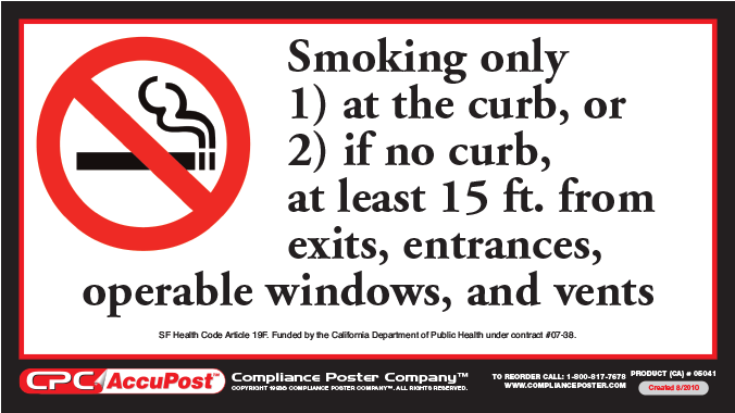 San Francisco, Ca No Smoking Poster - Smoking (675x1000), Png Download