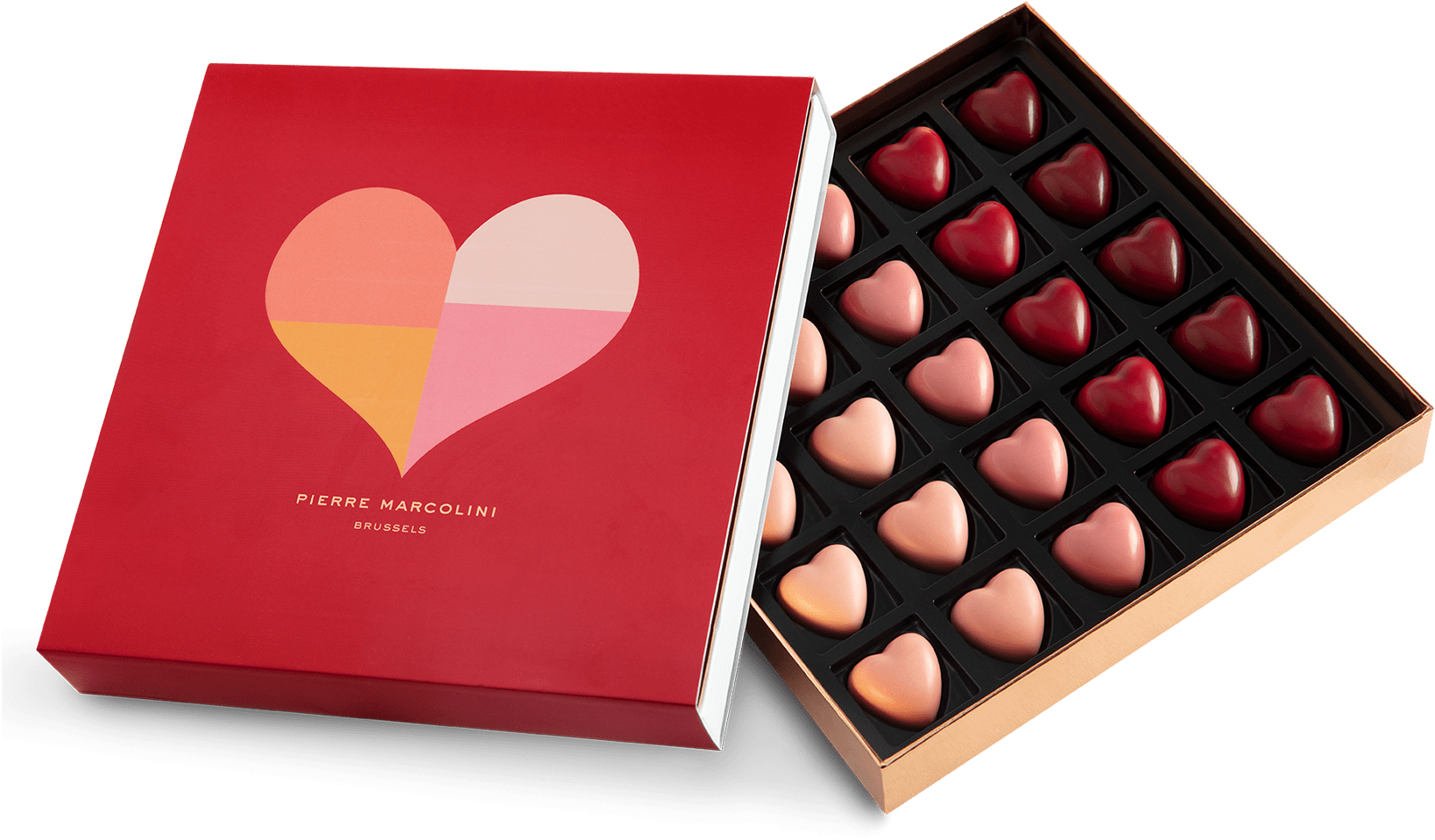 Box Of 25 Valentine's Hearts - Pierre Marcolini (1878x1185), Png Download