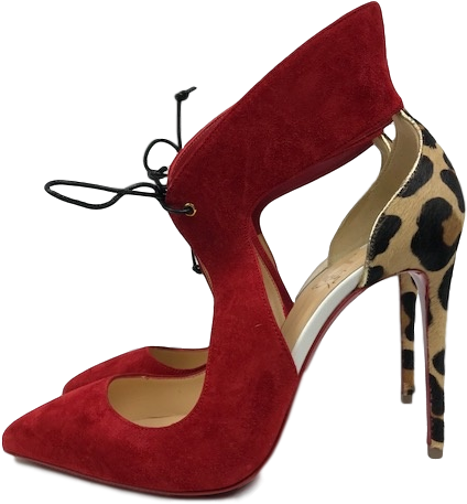 Brand New Christian Louboutin Red Leopard Print Heels - Basic Pump (640x640), Png Download