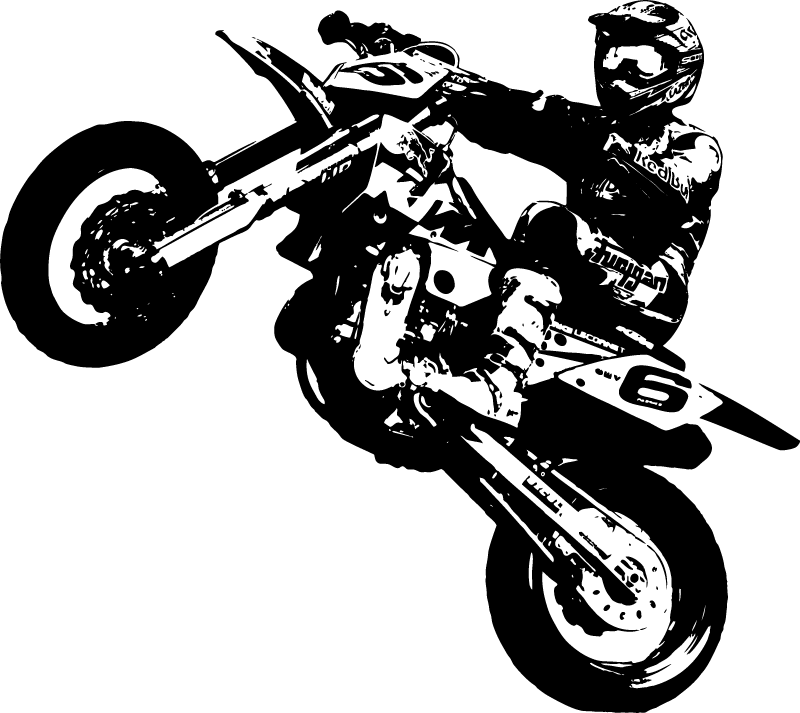 Banner Black And White Ktm Wall Decal Motorcycle Sticker - Supermoto Clipart (800x713), Png Download