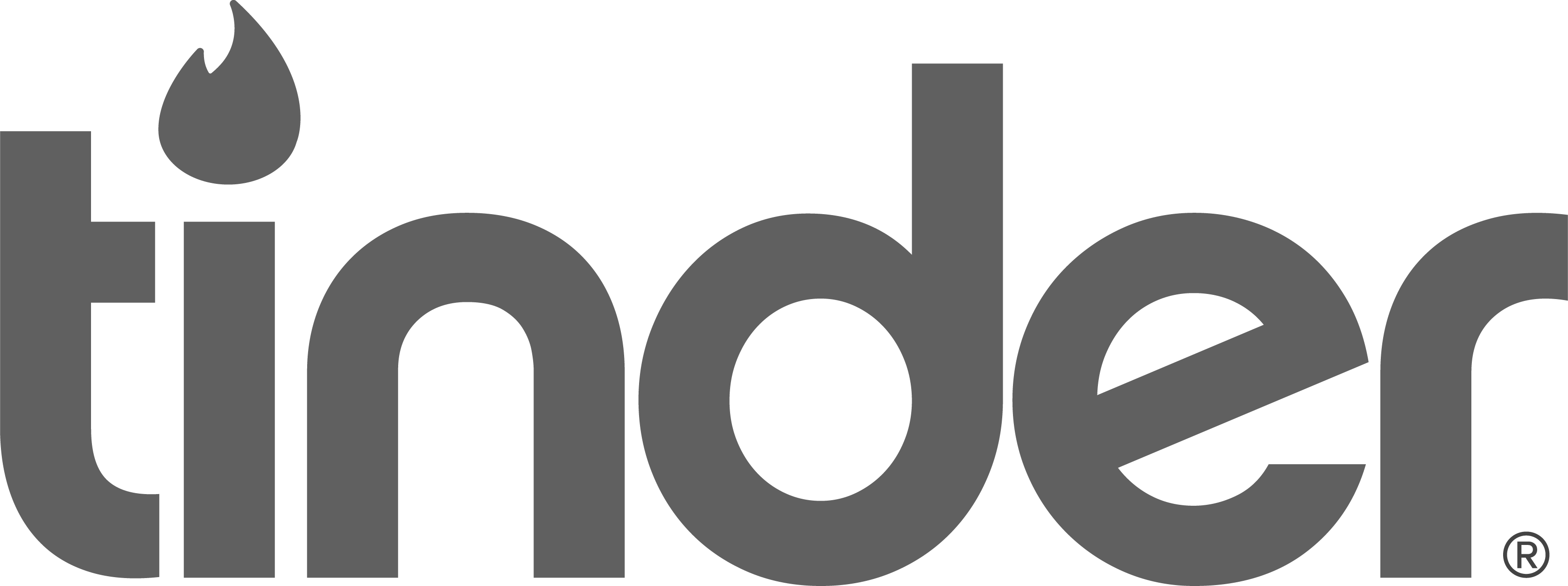 Tinder Wordmark Registered - Tinder Logo 2018 (3359x1256), Png Download