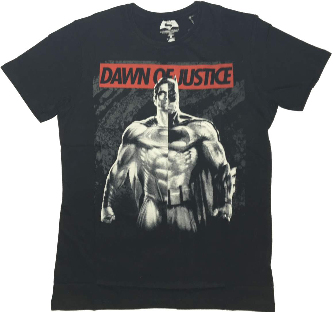 Dawn Of Justice Batman & Superman Black T-shirt By - Man (1160x1160), Png Download