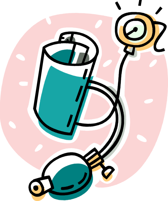 Vector Illustration Of Blood Pressure Gauge Aneroid (586x700), Png Download