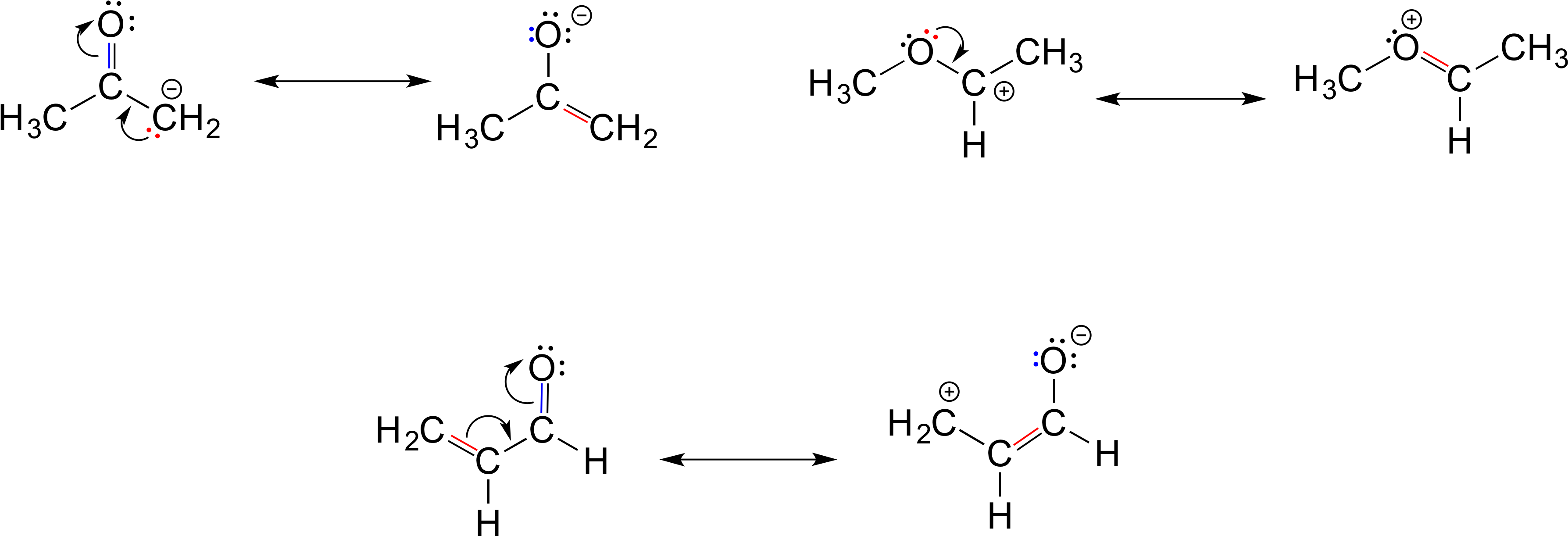 Guided Resonance Practice - Acetone Resonance Structure (3612x1256), Png Download