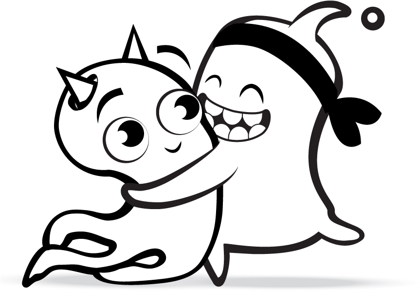 Hugging - Class Dojo Black And White Clipart (860x637), Png Download