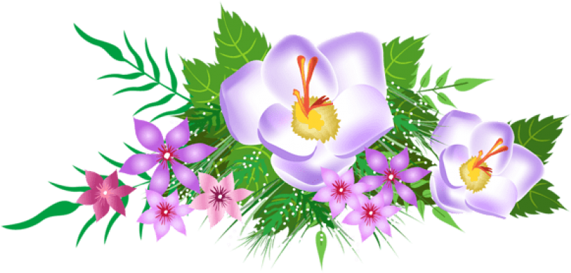 Free Png Download Flowers Decorative Element Clipart - Spring Flowers Clipart Png (850x413), Png Download