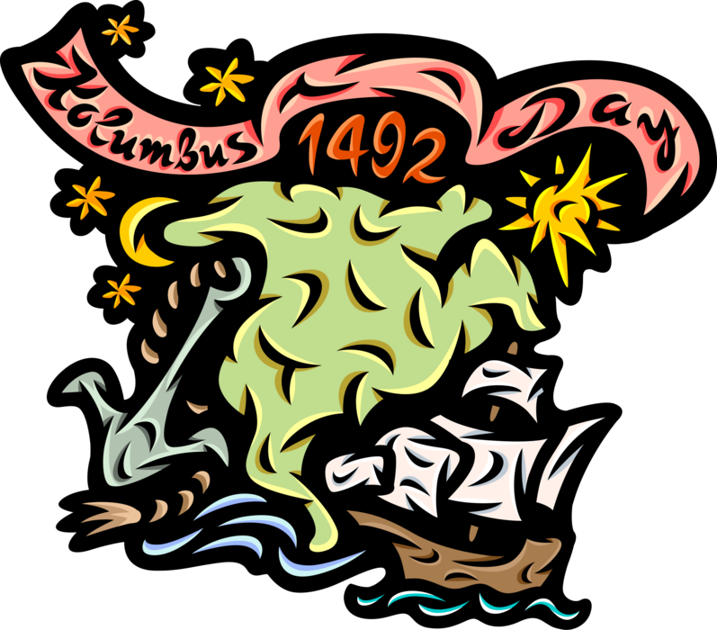 Vector Illustration Of Columbus Day 1492 Tall Ship (797x700), Png Download