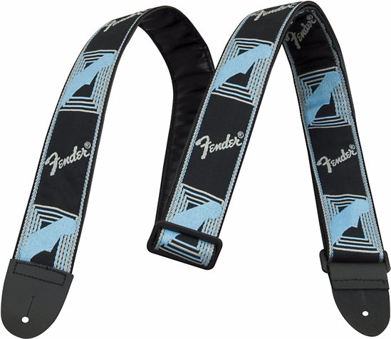 Fender 2" Monogrammed Guitar Strap, Black/light Grey/blue - Fender Guitar Strap Blue (700x700), Png Download