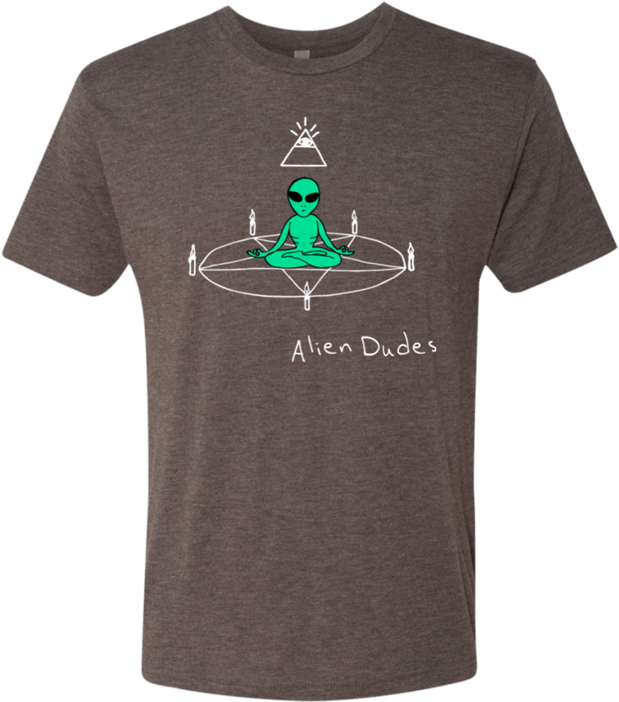 Men's Macchiato Triblend T-shirt Showing A Green Alien - Shirt (1024x1024), Png Download