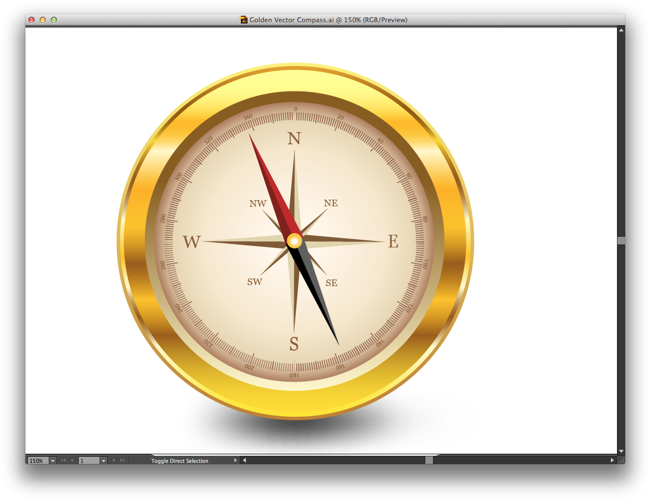 Golden Vector Compass - Free Vector Compass (1294x999), Png Download