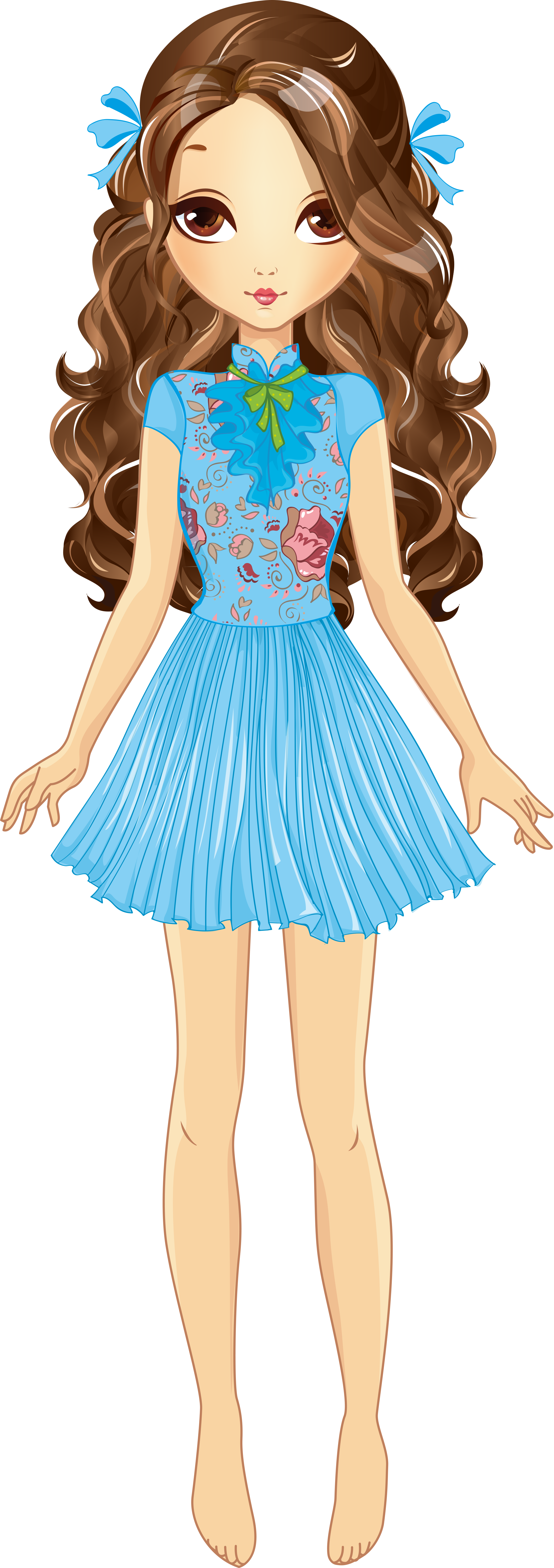 Fashion Clipart Cute Dress - Beautiful Girl Clipart (2121x5999), Png Download