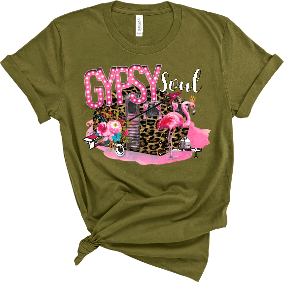 Gypsy Soul - Bella Canvas Olive 3001 (576x573), Png Download