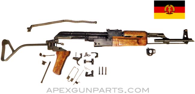 East German Ak 47 Mpi Km Parts Kit, Side Folding Stock, - East Germany (650x700), Png Download