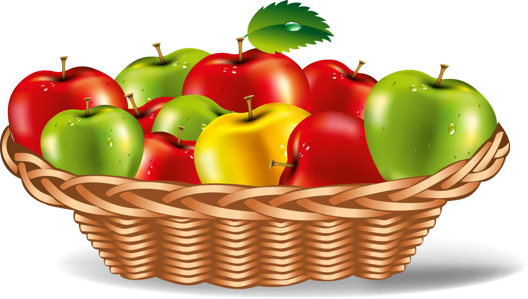 Apples Vector - Cartoon Basket Of Apples (1729x981), Png Download