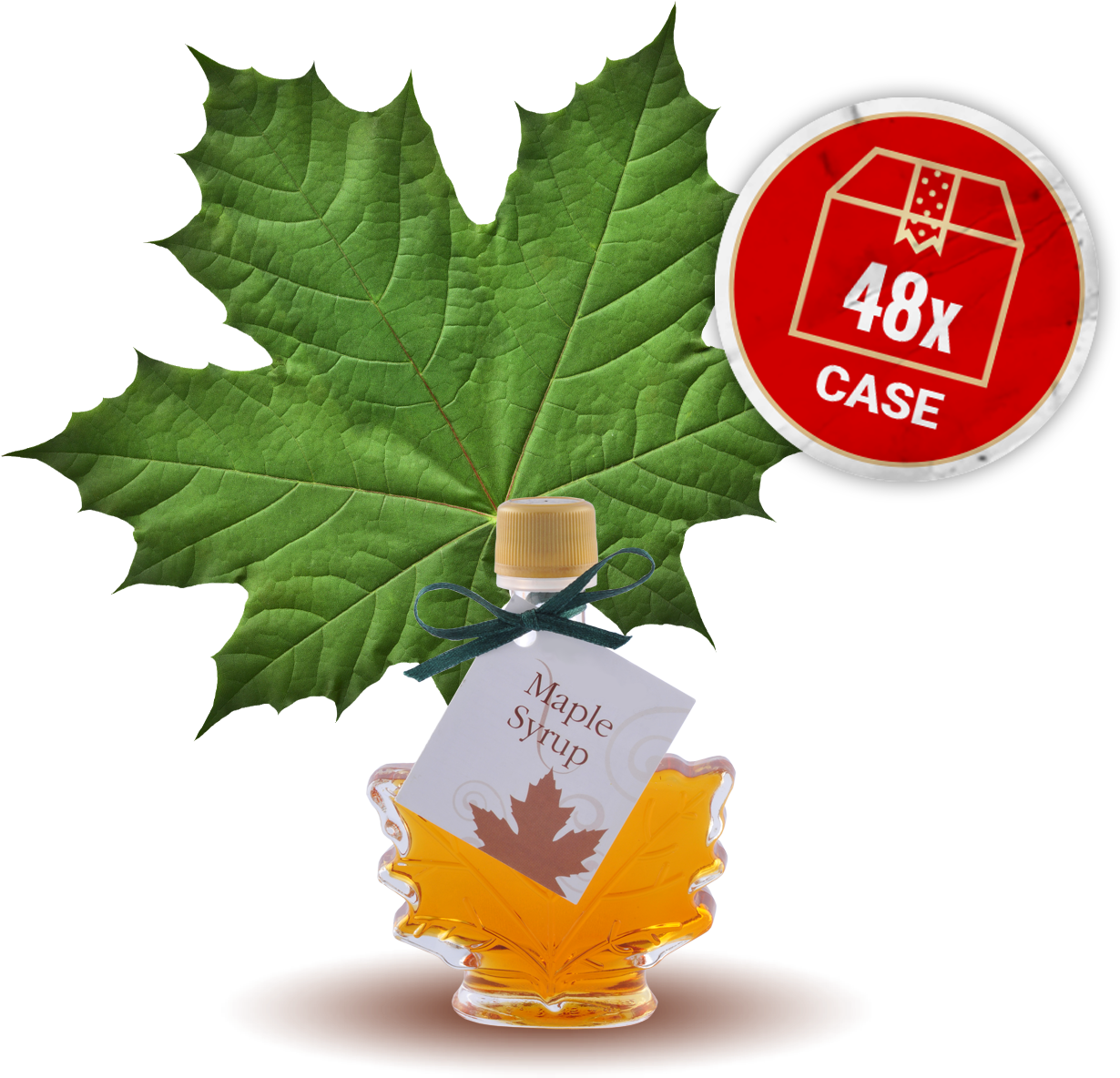Maple Syrup, Small Maple Leaf Bottle, 48 X Bottles - Green Maple Leaf (1280x1280), Png Download