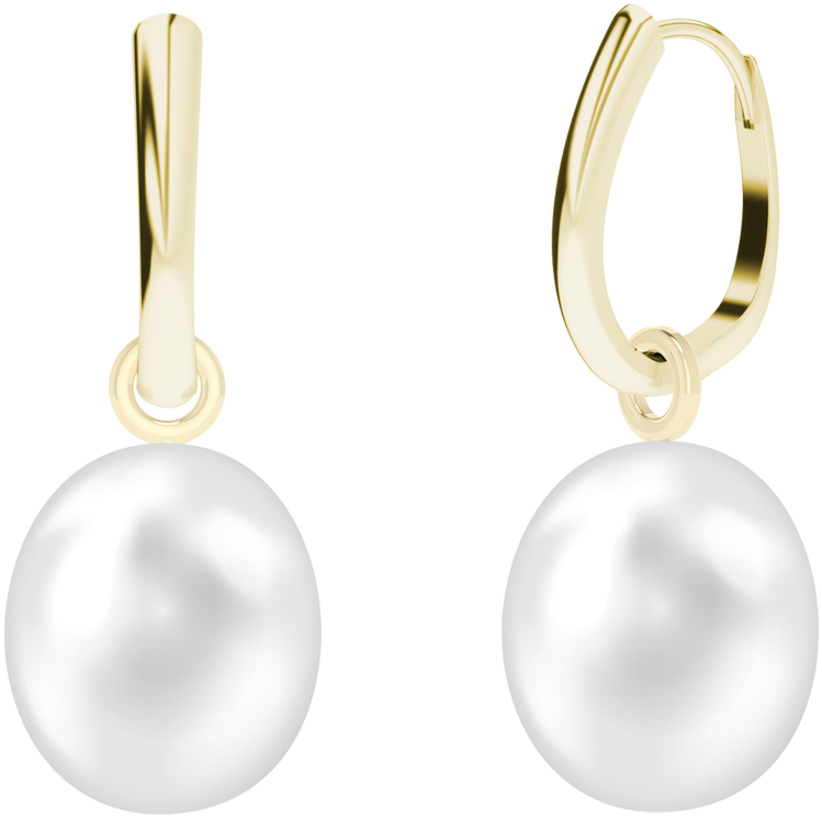 9ct Yellow Gold Drop Earring Detachable Pearl Earring - Earrings (1024x1024), Png Download