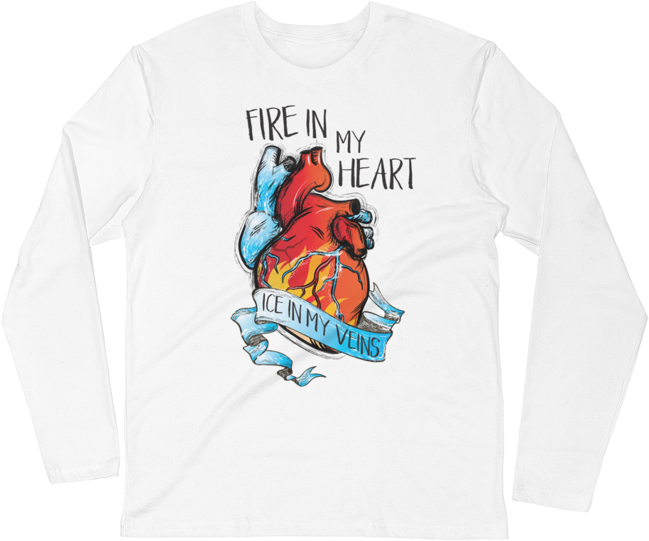 Fire & Ice Hockey Long Sleeve Fitted Crew Shirt - Ice Skating (1000x1000), Png Download
