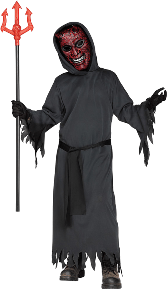 Devil Halloween Costume Boy (600x951), Png Download