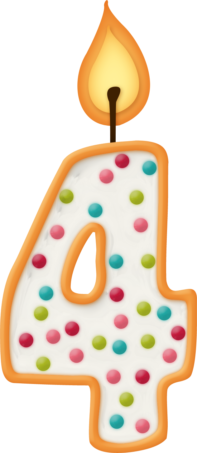 Velas De Cumpleaños Con Números - Vela 4 Años Png (632x1450), Png Download