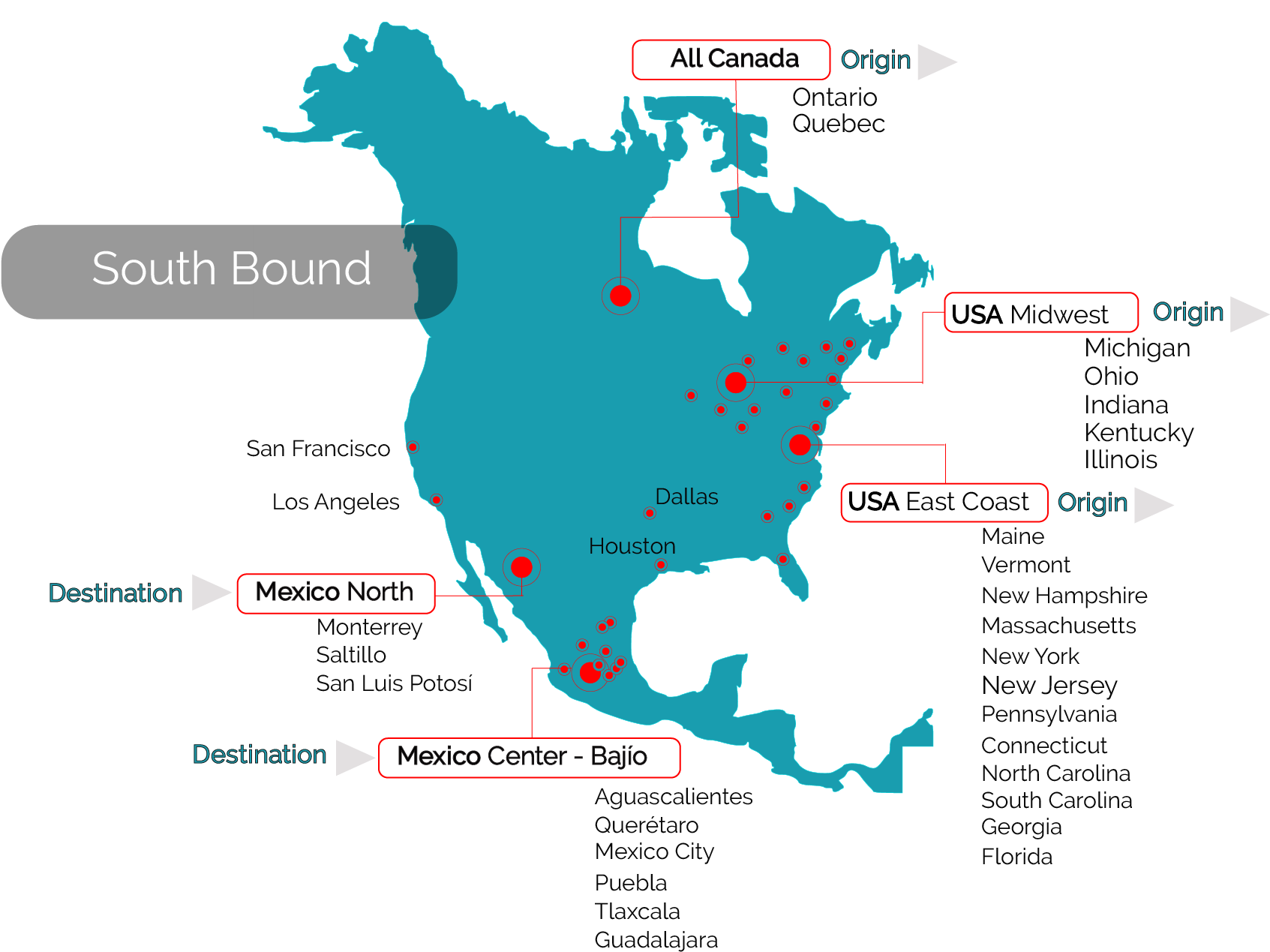 However, There Are Other Border Crossing Points With - North America Red (2292x1298), Png Download
